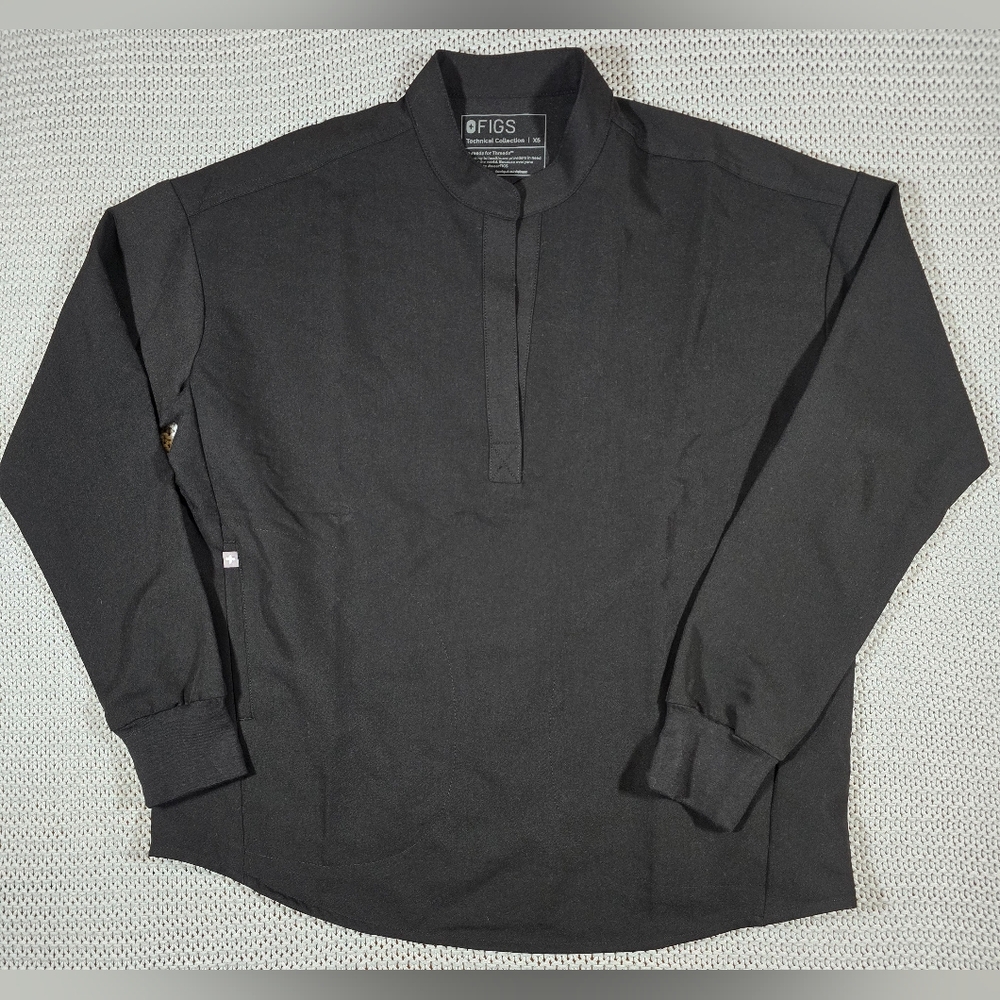 FIGS Women Oversized Rafaela Long Sleeve Top Sz XS Black Pullover